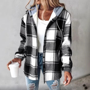 Women's large plaid style women's jacket plaid autumn and winter new style