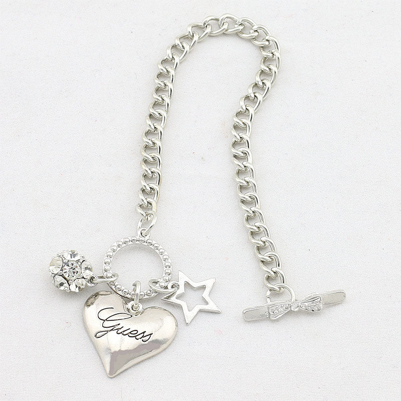 Hot Sale Love Heart Charms Bracelets For Women Gold Silver Color Bracelet&Bangle Jewelry Europe American Style Jewelry Gift