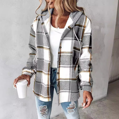 Women's large plaid style women's jacket plaid autumn and winter new style