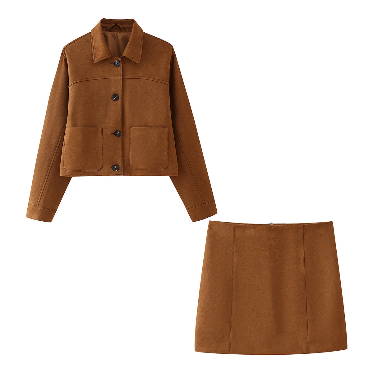 Autumn and winter new fashionable women's clothing casual elegant fashion design sense suede jacket&short skirt set