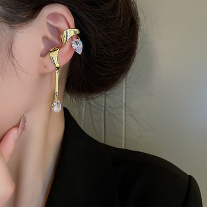 New Women Gold Color Asymmetric Korean  Clip Earring No Piercings Ear Clip Earring for Women Fashion Jewelry