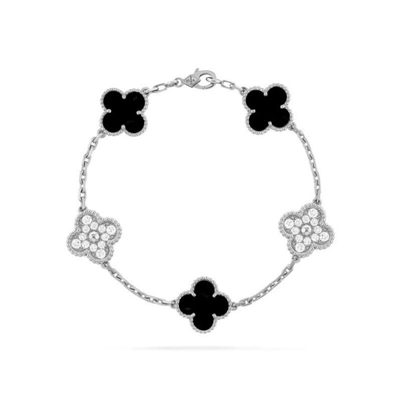 Four leaf clover bracelet women's titanium steel light luxury electroplating 18k gold