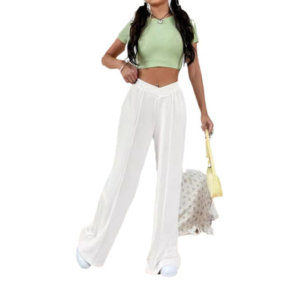 Women's loose casual pants comfortable home pants solid color casual wide leg sports pants