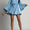 Fashionable and loose lace up waist with pleated style women's short dress