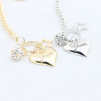 Hot Sale Love Heart Charms Bracelets For Women Gold Silver Color Bracelet&Bangle Jewelry Europe American Style Jewelry Gift