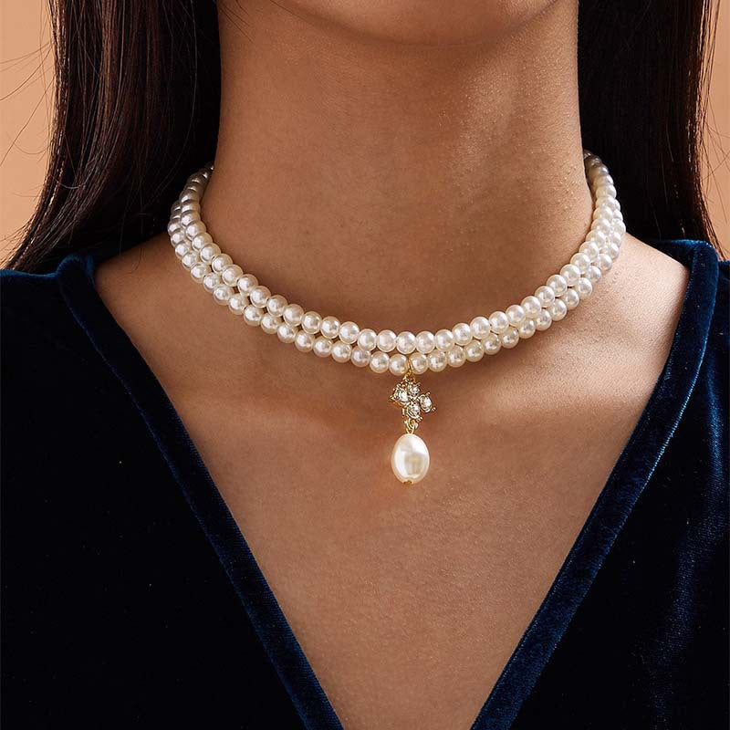 Necklace Women Fashion Jewelry Simulation Bead Necklace Ladies Jewelry New Necklace European and American Clavicle Chain Niche