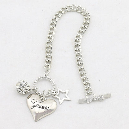 Hot Sale Love Heart Charms Bracelets For Women Gold Silver Color Bracelet&Bangle Jewelry Europe American Style Jewelry Gift