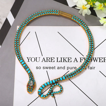 Exaggerated personality snake shaped collar European and American luxury jewelry for women