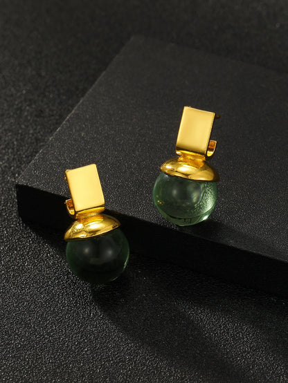 Vintage Green Crystal Round Dangle Earrings For Women Boho Custom Jewelry