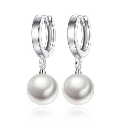 White Pearl Pendant Earrings For Women Ladies Wedding Engagement 925 Jewelry