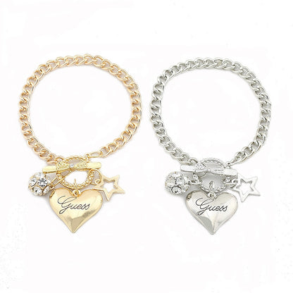 Hot Sale Love Heart Charms Bracelets For Women Gold Silver Color Bracelet&Bangle Jewelry Europe American Style Jewelry Gift