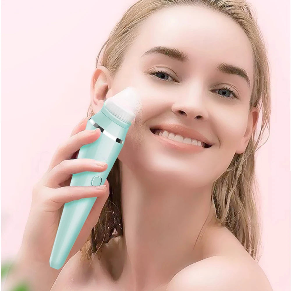 4 IN 1 Electric Face Deep Cleansing Brush Spin Pore Cleaner Face Wash Machine Makeup Remove Waterproof Facial Massager Skin Care