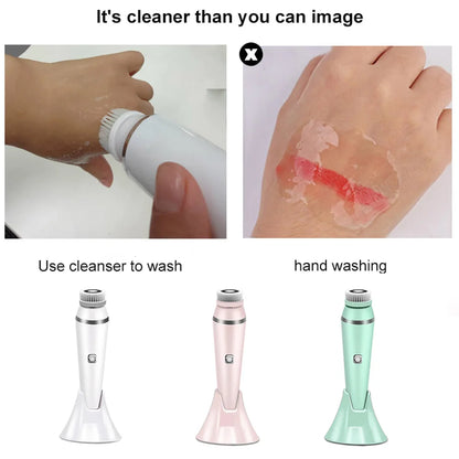 4 IN 1 Electric Face Deep Cleansing Brush Spin Pore Cleaner Face Wash Machine Makeup Remove Waterproof Facial Massager Skin Care