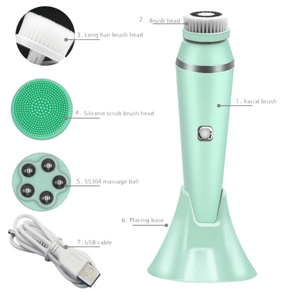 4 IN 1 Electric Face Deep Cleansing Brush Spin Pore Cleaner Face Wash Machine Makeup Remove Waterproof Facial Massager Skin Care